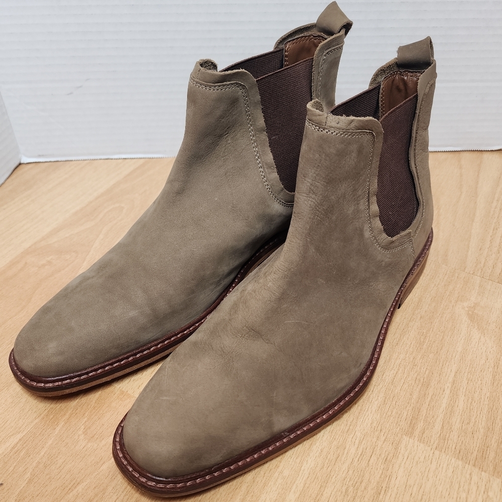 Dune London Leather Beige Tan Byron Chelsea Boots Mens Size 7M EU 40